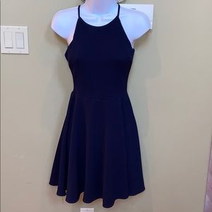 Navy fit then flare dress
